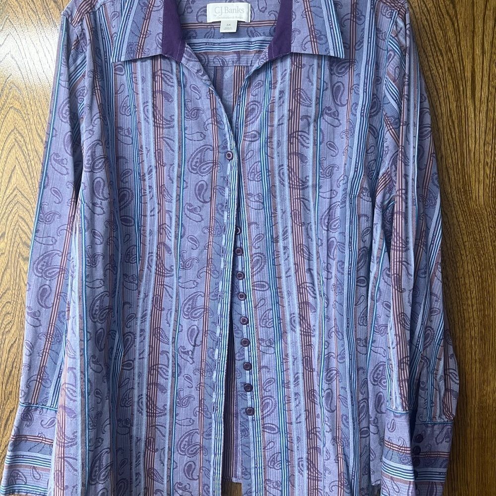 Christopher & Banks Purple Striped Blouse